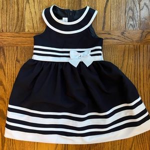 Navy and White Nautical Baby Girls Dress